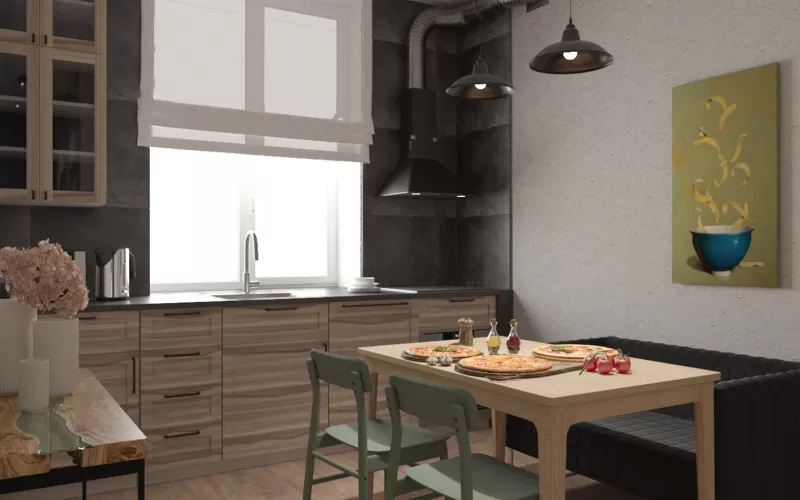 экспресс - проект квартиры в стиле лофт, г. Москва, дизайн кухни